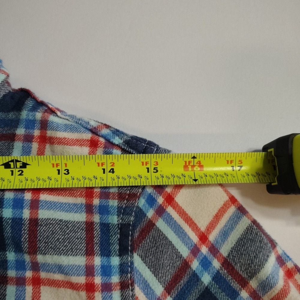 Hollister Mens Plaid Flannel Shirt‎ Long Sleeve Button Up Size S Red Blue White - Picture 8 of 12